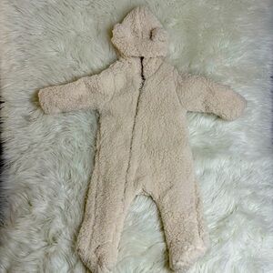 Zara Baby Sherpa Bear Cream Hoodie One-Piece Bunting 3-6 Months
